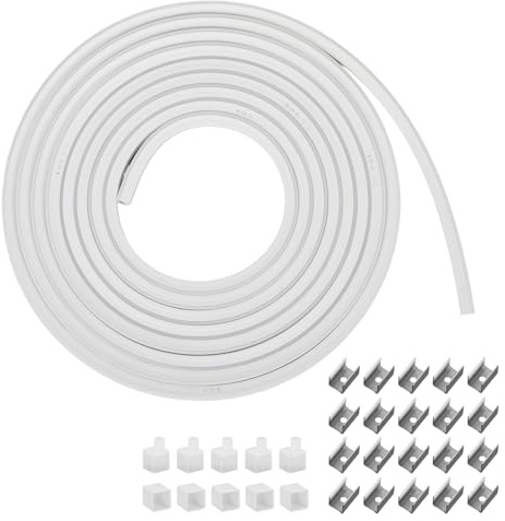 GDWD LED Profil, 5M LED Silikon Flexibles Profil mit Weiß Milchige Abdeckung, Endkappen, und Montageclips für LED-Streifen, Leisten (Ohne LED-Streifen)