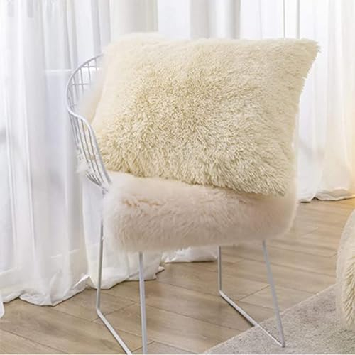 AdirHome Kissen kuschelig beige Kissenbezüge 50x70 cm Plüschkissen Kuschelig Couchkissen Superweich Kissen Flauschig Kissenbezug für Sofa Dekokissen Garten Outdoor Kissen 2er Set (Beige,50 * 70 cm)