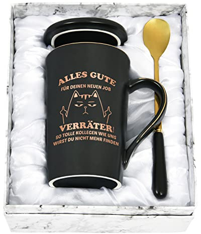 Joymaking Abschiedsgeschenk für Kollegen Kaffeetasse, Geschenk zum Abschied Tasse mit Spruch - Alles Gute für deinen neuen Job - Abschiedsgeschenk Jobwechsel für Freund, Schwarz
