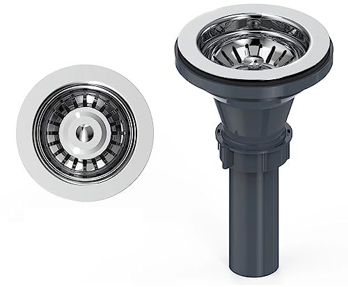 KANARY Kitchen Sink Drain 3-1/2 Inch Sink Drain Assembly Kit, Removable Deep Sink Strainer Basket with Sink Stopper/Sealing Lid for Home, Kitchen, Stainless Steel