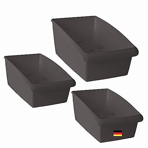 Novaliv Medikamenten Organizer Set Hausapotheke 3er Set (2 Stück 25 x 12 cm und 1 Stück 25 x 16 cm) ANTHRAZIT GRAU - Medikamentenbox Aufbewahrung für Pillen Tablettenbox Pflasterbox Medizinbox