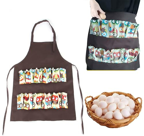 Kuuleyn Egg Apron,Egg Collecting Apron,Hands Free Egg Collecting Gathering Holding Bib Apron with 12 Pockets for Chicken Hen Goose Duck Fresh Eggs for Fresh Eggs Women(children)