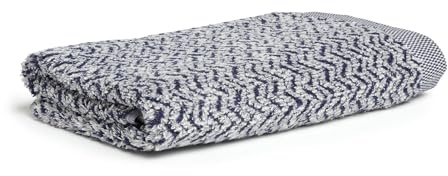 Möve Brooklyn Fischgrat Duschtuch 80 x 150 cm aus 85% Baumwolle / 10% Viskose / 5% Leinen, Nature/deep sea