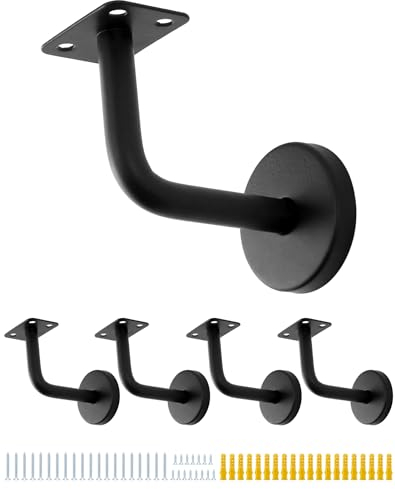 QWORK® 5 pezzi Staffe per corrimano in acciaio inox - 60x80 mm - nero piatto