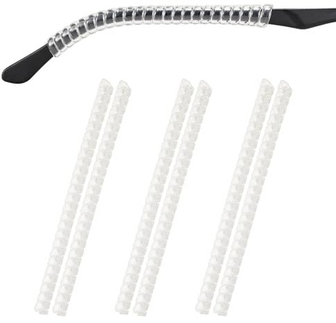 Fusanwin Eyeglass Ear Cushion, Non Slip Glasses Ear Cushions, Anti-Slip Comfort Eyeglasses Temple Tips Sleeve Retainer, Eye Glass Ear Grips for Sunglasses Glasses(Clear L Size 3 Pairs)