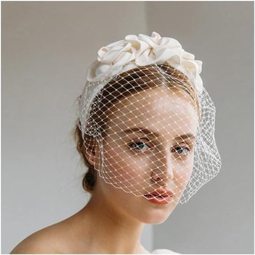 Roedax Schleier Schwarz Stirnband Braut Tüll Kristall Perlen Vogelkäfig Gesicht Netz Braut Schleier Maske Haar Zubehör Kopf Schleier Hochzeit Schleier