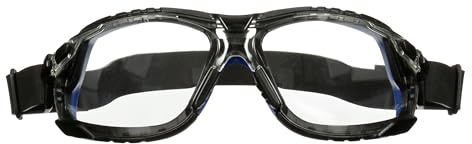 3M Solus 1000 Gafas de seguridad, montura azul/negro, recubrimiento antiempañante/antirrayaduras Scotchgard (K y N), lente incolora, junta de TPE y correa de neopreno, S1101NSGAF-TSKT-EU