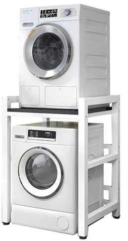 Kit de apilamiento para lavadora y secadora Lavadero Estante para lavadora y secadora, Cuarto de baño Marco Intermedio Lavadora Altura ajustable, Cocina Estantería apilable para Secador Superior (Siz