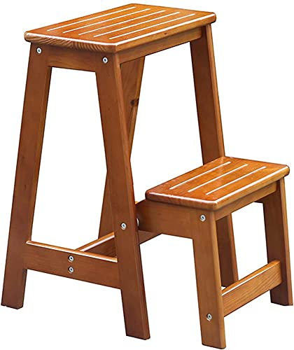 Escabeau, escabeau Pliant en Bois 2 marches, échelle 2 en 1, escabeau Multifonctionnel Portable pour bibliothèque, Bureau, loft, Rangement Facile