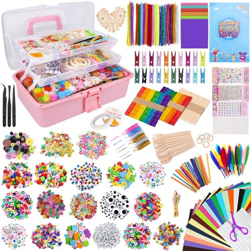 TOSUTO Kit Manualidades Niños 3600+PCS,entregado en una caja de almacenamiento plegable,manualidades para niños,kit manualidades para,kit de manualidades,regalo para niñas y niños de 4,5,6,7,8 años