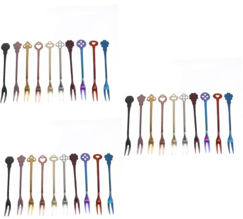Amosfun 30 Piezas Tenedor De Fruta De Acero Inoxidable Tenedores De Aperitivo Cuchara De Aperitivo Tenedores De Pastel Antiguos Cubiertos Pequeños De Frutas Pastelitos