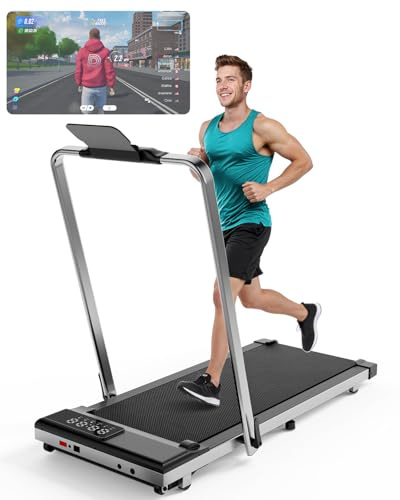 Superun Raceable Foldable Treadmill for High-tech Equipment, 136KG Capacity Folding Treadmill with APP Control, Treadmills for Home Foldable Running Machine for Heavy People, Door to Door Delivery