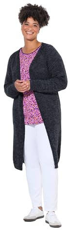 Janet & Joyce Damen große Größen Übergrößen Plus Size Long-Strickjacke, offene Form, Grobstrick schwarz 46+ 834774100-46+