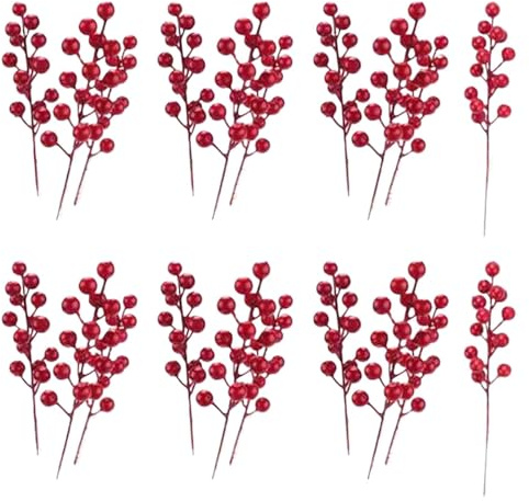 Bacche di agrifoglio finte, rami di decorazioni natalizie, ornamenti per l'albero di Natale, decorazioni per ghirlande natalizie, di bacche di Natale, decorazioni natalizie Rami di bacche rosse