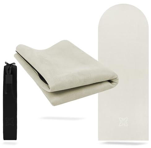 OMNANA® JETSET™ Reise Yogamatte faltbar – Dünne Yoga Matte 1,3mm rutschfest & leicht – Travel Yogamatte, Reisematte, Pilates Matte – Mikrofaser & Naturkautschuk – 190x70cm