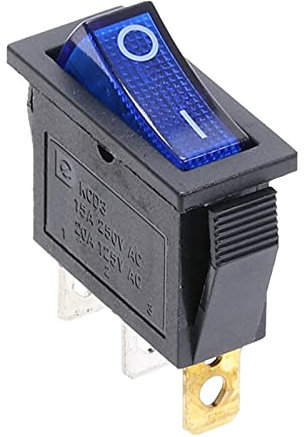 Interrupteur à bascule KCD3 220V ON/OFF SPST, interrupteur à bascule unipolaire, unidirectionnel, 2 positions, 20A, 125vac, avec lumière LED(Blue)
