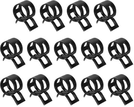 Sourcingmap 14Pcs Spring Band Type Action Fuel/Silicone Vacuum Hose Pipe Clamp, 10mm Low-Pressure Air Spring Hose Clip Clamp for Automotive Oil Pipe Water Pipe, Black