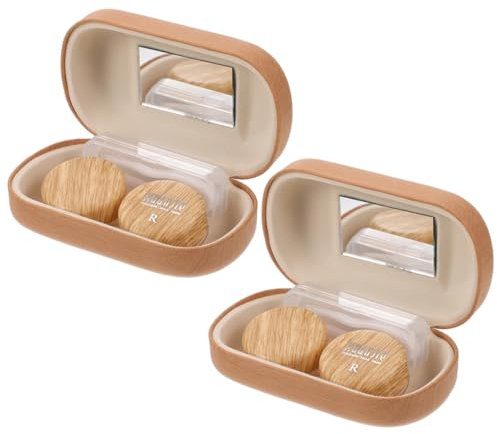 SKISUNO 1set Portable Vintage Case Organizer Double Compartment Eye Lens Holder for Travel Stylish and Lightweight Design for Daily Use and Storage