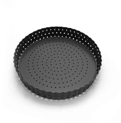 Ragyzity Stampo per quiche da 20,3 cm, in acciaio al carbonio spesso, rotondo, scanalato, con fondo rimovibile, stampo per torte alla frutta, teglia da forno per pizza, torte, flan