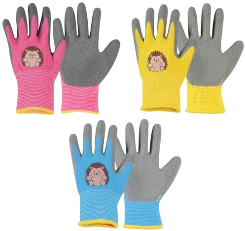 Wjelet3 Paar Gartenhandschuhe Kinder 3-5 Jahre，Arbeitshandschuhe mit Latex/Schaumgummi-Beschichtung, Rutschfest & Sicherheit，Für Gartenarbeit, Malen, Haushalt & Outdoor