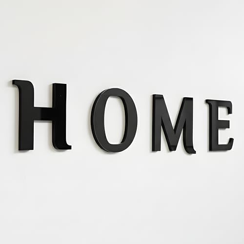 Wanddeko Wohnzimmer - Home Schriftzug Acryl schwarz | 3D Wandtattoo | ca. 50cm lang, 12cm hoch | Wanddekoration Schlafzimmer | Wandschriftzug | Wanddekoration schwarz | Home Schriftzug
