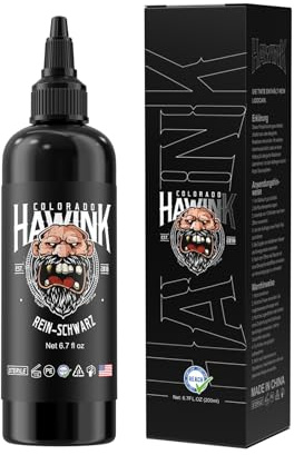 HAWINK Tattoo Farbe Black 6.7oz (200ml) Flaschen Rein Schwarz Tinten Professionell Tattoo Zubehör Ink TI963DE-6.7OZ-T