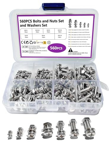 CSLGDMAI 560Pcs Nuts and Bolts Set | M2-M5 Stainless Steel Cross Cap Screws and Nuts Kit, Assorted Bolts and Nuts for DIY, Home, Auto, Repair