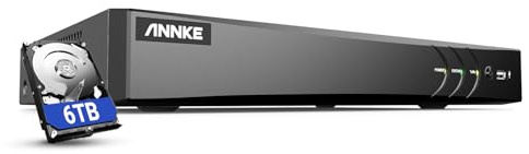 ANNKE 4K 8 Kanal DVR Recorder H.265+ Überwachungssystem Rekorder DVR für Analog/AHD/TVI/IP CCTV Kamera, Intelligente Person- und Fahrzeugerkennung, E-Mail-Benachrichtigung, 6TB Festplatte