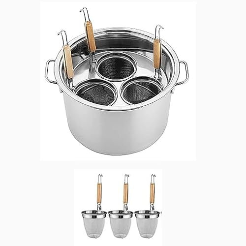 NSTVVEE Pentola per Pasta Professionale, Set di Inserti con divisore e colino, pentole per Cucina Domestica e Ristorante (3 Fori C)