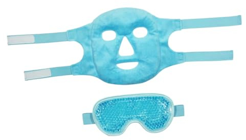 BAZEITFLOW Masque Froid pour Yeux et Visage Gel Ajustable avec Sangle Fatigue Oculaire et Portable pour Voyage et Sommeil