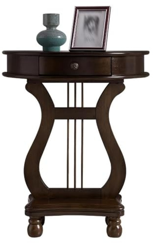 YVYKFZD Tavolo Consolle in legno massello, Consolle Ingresso Tavolo Console a mezzaluna con cassetto, Tavolos da Ingresso vintage, Tavolos da Divano stretti(Walnut)