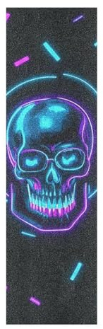 voucong Neon fluoreszierendes Totenkopf-Griptape, Skateboard-Design, blasenfrei, Scooter-Griptape, 83 x 22,9 cm, Cinta de Agarre para patineta