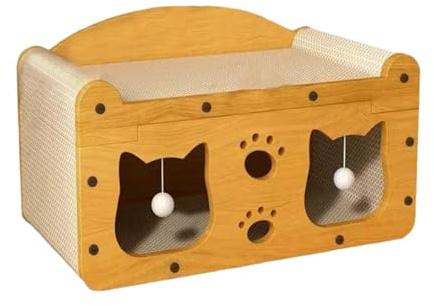 MotiveTech Casa para Gatos Cueva Rascador Y Cama de Doble Nivel con Fácil de Ensamblar Adecuado como Protector de Muebles para Sala Y Dormitori