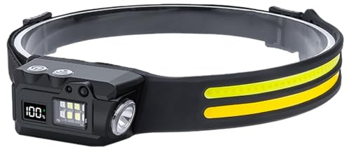 Faro ricaricabile – fascio largo 300 lumen, sensore di movimento impermeabile, per campeggio, corsa, lavoro, escursionismo, , riparazione, arrampicata, costruzione, attività notturne all'aperto