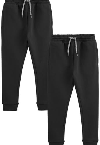 NEXT Äldre pojkar Joggingbyxor med smal passform 2-pack Svart 146