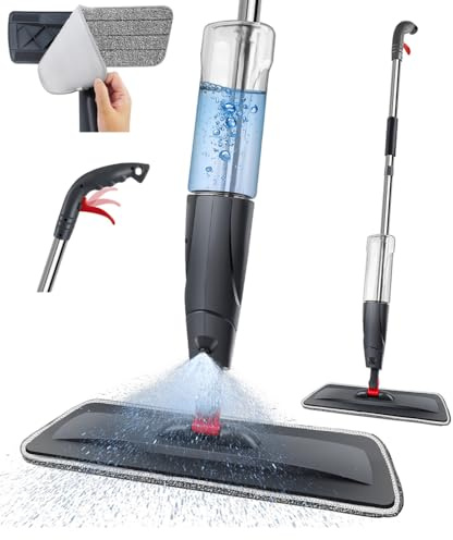 Sprühwischer Bodenwischer mit Sprühfunktion, Spray Mop Wischmopp mit Sprühfunktion Wischer Boden Spray Mop mit wassertank und 1 Waschbaren Mopp Pads für Hartholz, Marmor, Laminat Bodenreinigung