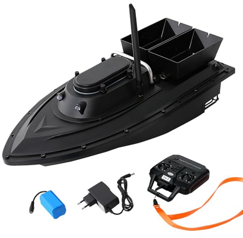 KLOOLIVE 300m Köderboot Angeln Ferngesteuertes Futterboot, 1m/s Fischköder-Boot, 90min Ausdauer Angelköder-Boot, 2KG Beladung GPS Cruise Köder-Boots, mit 15cm Antenne und Ladegerät 55x26.7x17.2cm