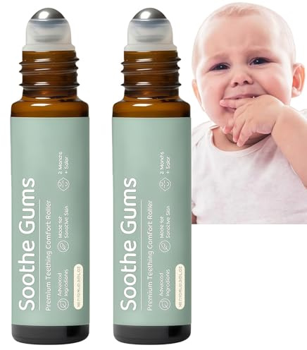 2pcs Teething Clam Roller,Soothing Teething Roller with Ball Design,Natural Ess/ential Oil for Teeth,Reduce Discomfort,Gentle Formula for Teeth,Rapid Absorption,Refreshing,Soothing&Non-Irritating
