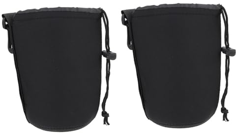 2 Stück-Pack Objektivtasche aus Neopren in Schwarz für Kameraobjektive | Flexible Hülle, Schützt vor Stößen und Kratzern, mit Wärmedämmung, Feine Verarbeitung
