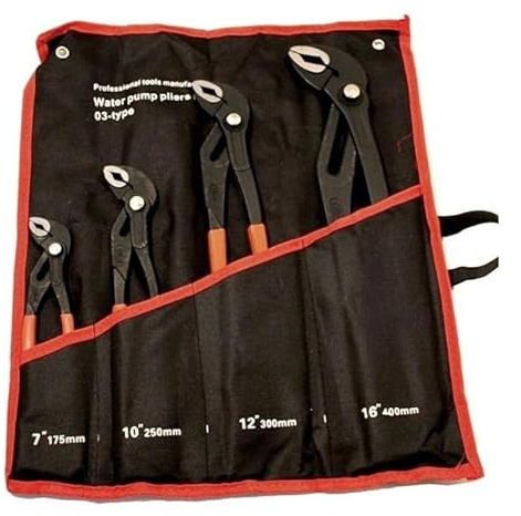 SET 4 PINZE POLIGRIP AUTOBLOCCANTI GIRATUBI PAPPAGALLO REGOLABILI 7 10 12 16