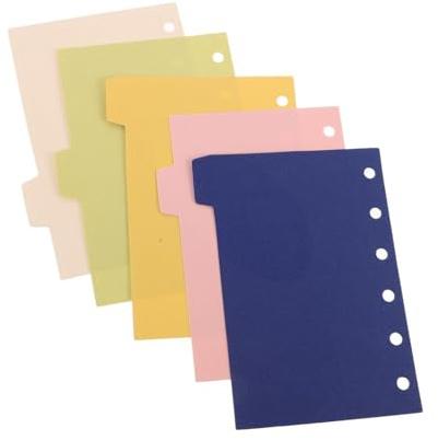 SEWACC 5 Divisori per Raccoglitori a Linguetta A7 Tascabili, Divisori per Quaderni a Fogli Mobili Colorati per Ufficio, Scuola e Planner con Schede Indice Perforate per Organizzazione