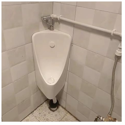 Orinatoio in ceramica a parete Orinatoio Angolare da Bagno in Porcellana per Uomo, Orinatoi in Ceramica con Flussometro, Orinatoio in Ceramica con Bordo Alto(Floor Drainage)