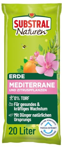 Substral Naturen Mediterrane & Zitruspflanzen Erde 20L torffrei mit Dünger | Tongranulat und Lava speichern Wasser und Nährstoffe | Für mediterrane Pflanzen Zitruspflanzen und Palmen | Torffrei