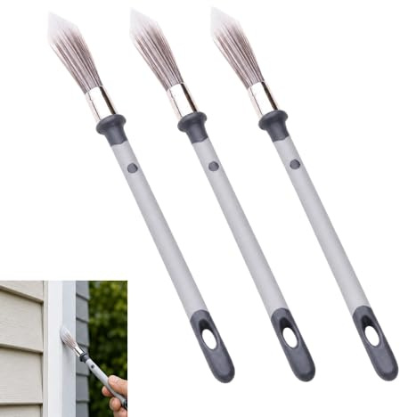 3 Pcs 3 Sizes Small Paint Brushes for Trim Corners Baseboards Touch-Ups | Shed-resistant PET bristles, soft ergonomic grip, 3 sizes, easy clean, ideal for trim corners & DIY paint touch-ups