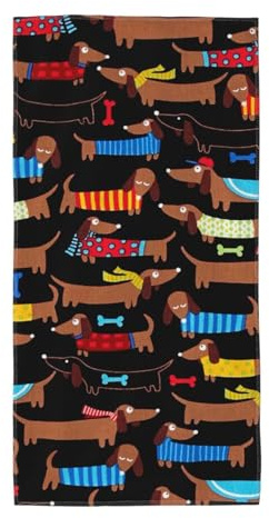 ERCgad Toalla de playa extra larga con estampado de perro salchicha para adultos, suave, ligera, de secado rápido, cómoda, para correr
