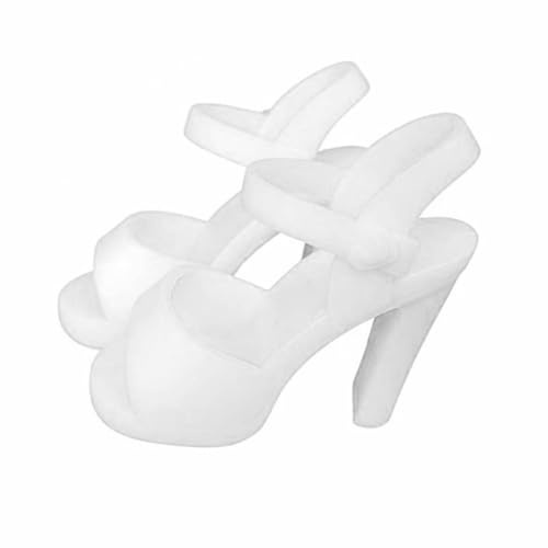 kowaku 1/4 BJD Doll High-Heel Shoes Miniature Footwear 6.3x2.3cm, White | Higheled Sandals with Back Strap, Open Toe Doll Shoes, Mini Doll Accessories, for Female Action Figure Photography