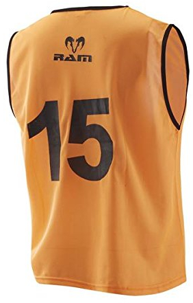 Ram Top Sport Nummerierte Leibchen, Trainingshemden, 15 Stück sehr Gute Qualität, Shirts mit Nummer (Kinder (U8), Orange)