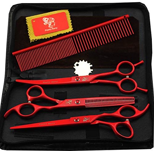 Tierschere für Haustiere, 7 Zoll, 3-lagig, speziell für Friseure, Haarpflege, schnelles Schneiden, bequem und einfach zu verwenden, mehrfarbig