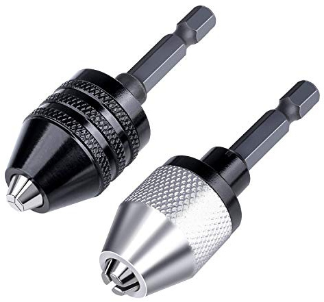 ACCOCO 2 pezzi Adattatore Per Mandrino, 1/4esagonale gambo 0.3-0.5 mm Keyless Mandrino Conversione Tool Hex Shank Conversione Potenza Keyless Drill Bit