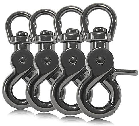 Ganzoo Scherenkarabiner-Haken mit Drehgelenk L: 60 mm, Schnappkarabiner für Hunde-Leine, 4 Stück, Wirbelkarabiner, Triggerhead für Paracord 550 Hundehalsband, legierter Stahl, Drehkopf, Farbe: Titan